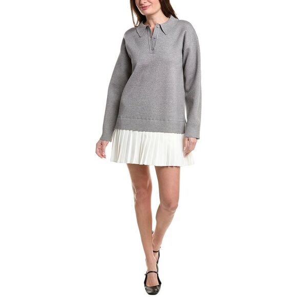 English Factory Dresses & Skirts - English Factory Womens  Polo Mixed Media Mini Dress, Grey